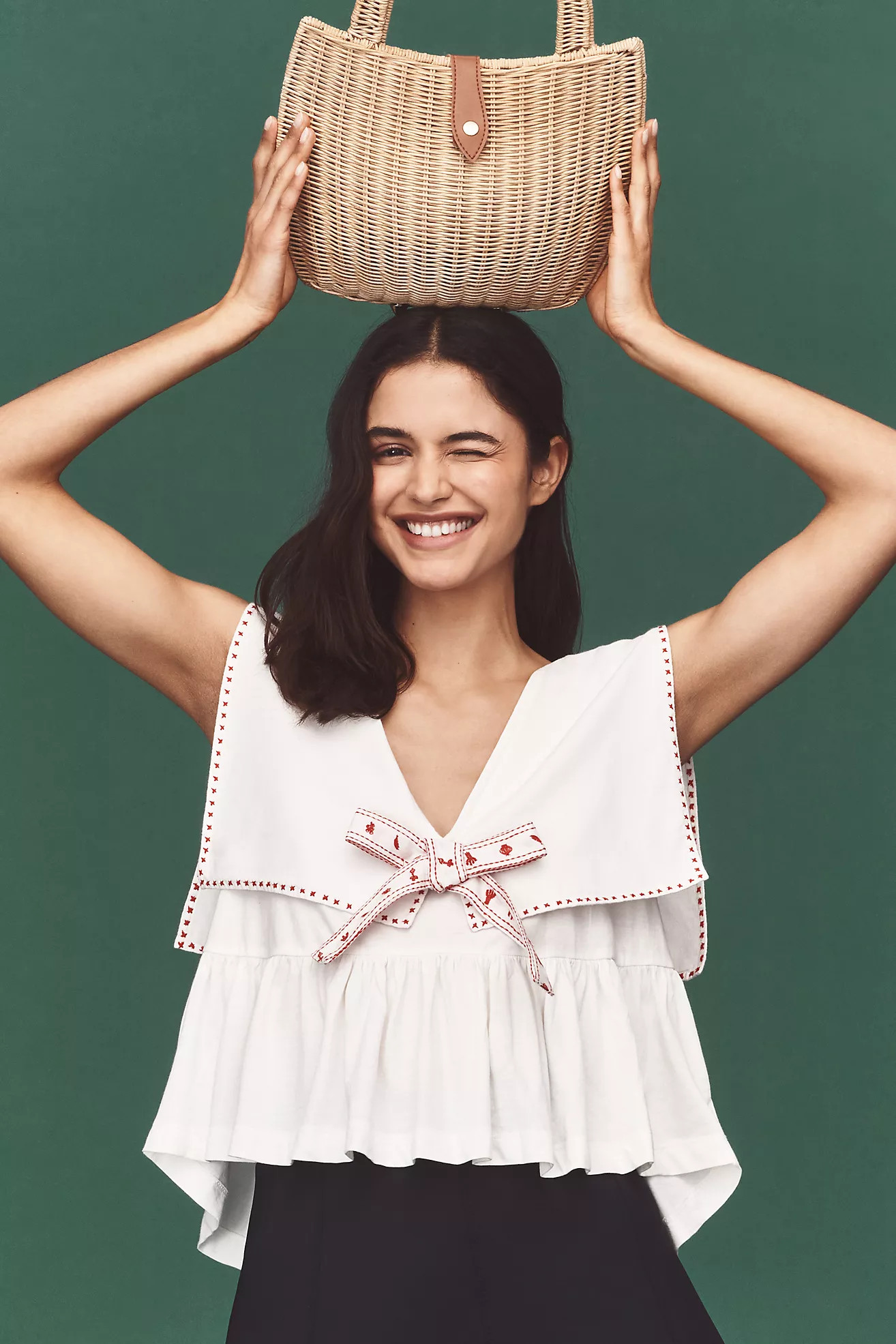 Maeve Collared Tie-Front Top | Anthropologie (US)
