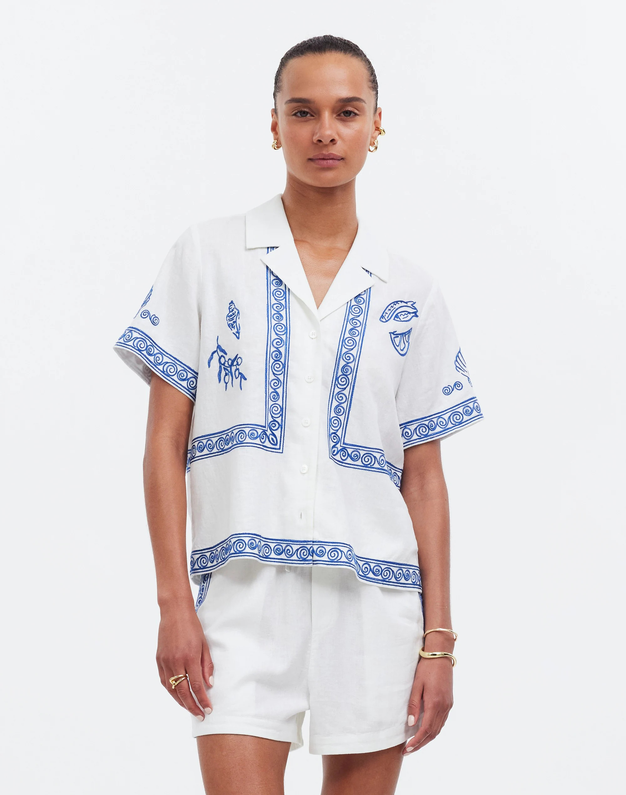 Madewell x Lisa Says Gah! Embroidered Button-Front Shirt | Madewell