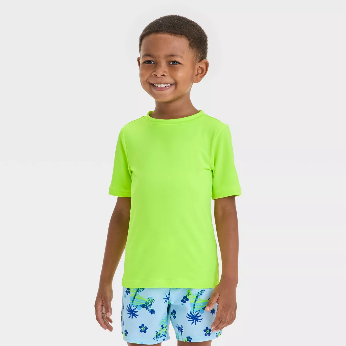 Toddler Boys' Short Sleeve Rash Guard Top - Cat & Jack™ Lime Green | Target