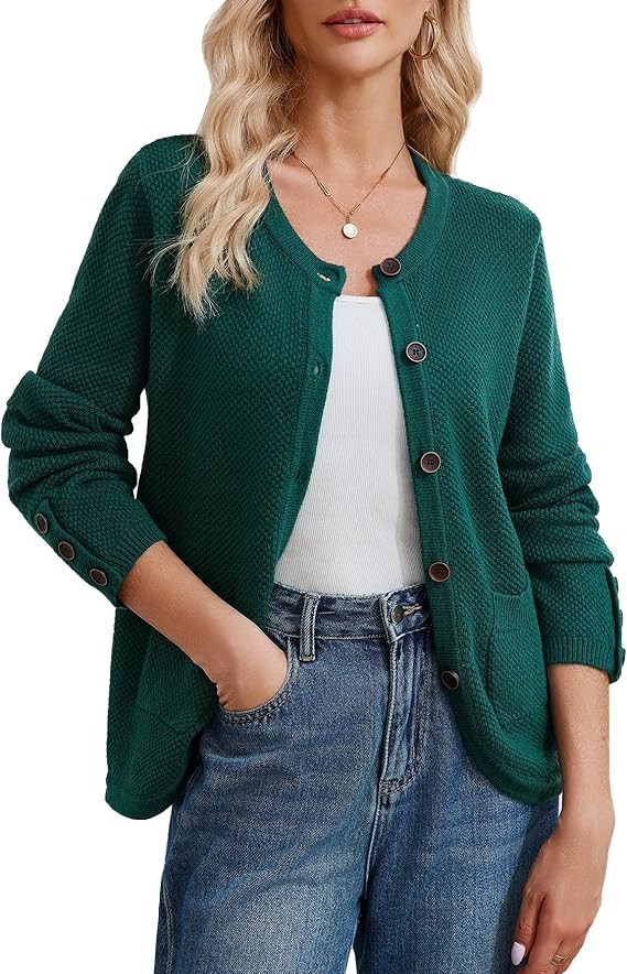 Women's Chunky Cardigan Sweaters Long Sleeve Knit Button Down Trendy Coat Jacket Casual Lightweig... | Amazon (US)