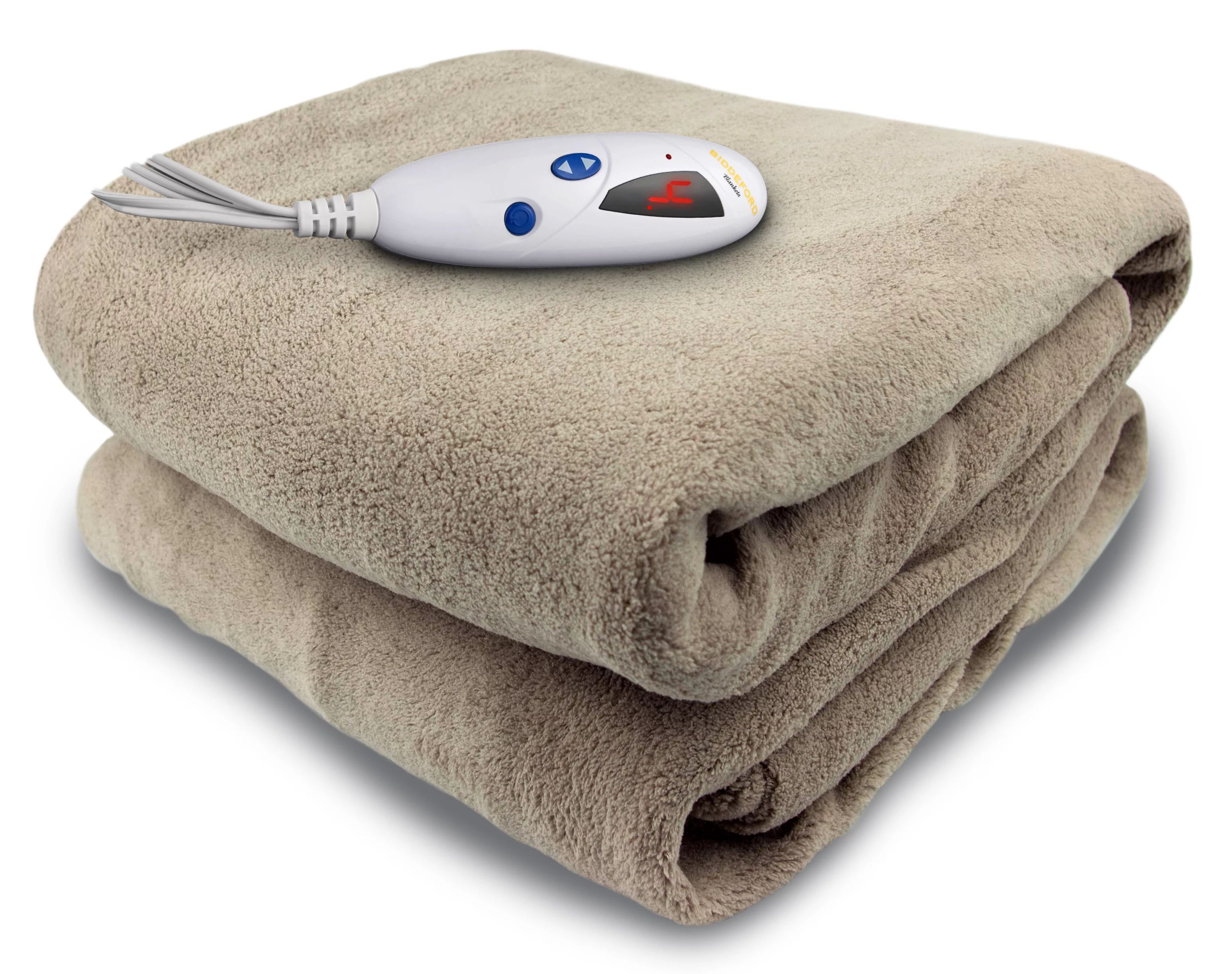 Biddeford Blankets Micro Plush Electric Heated Throw with Digital Controller, 60" x 50", Taupe - ... | Walmart (US)
