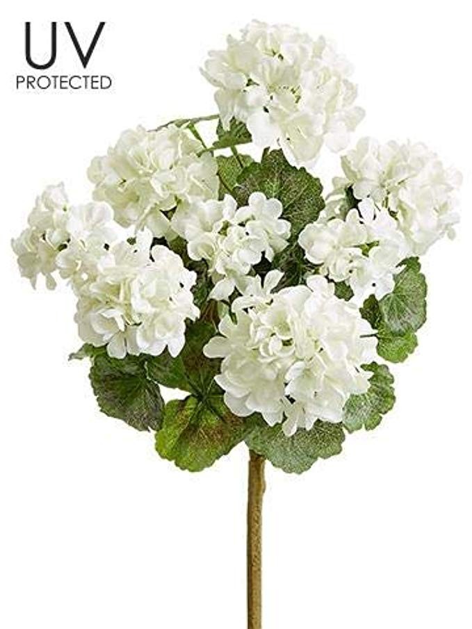 Ten Waterloo White UV Protected Outdoor Artificial Geranium Bush - 18" Tall | Amazon (US)
