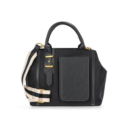 Free Assembly Women's Mixed Media Satchel, Black | Walmart (US)