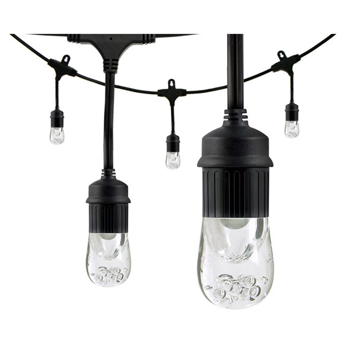 12ct Classic Café Outdoor String Lights Integrated LED Bulb - Black Wire - Enbrighten | Target