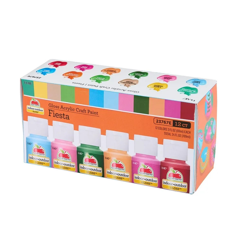 Apple Barrel Fiesta 2 fl oz Acrylic Craft Paint Set, Gloss Finish, 12 pc | Walmart (US)