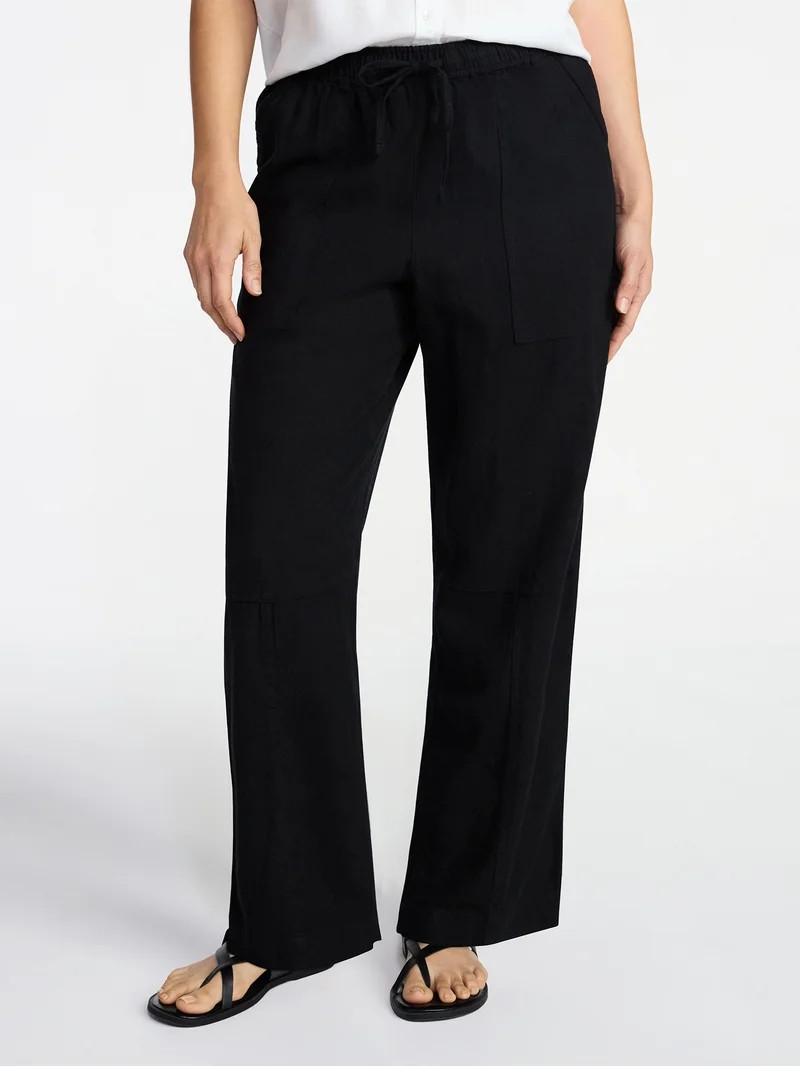 Time and Tru Women's Tapered Linen Blend Pants, Sizes XS-XXXL | Walmart (US)