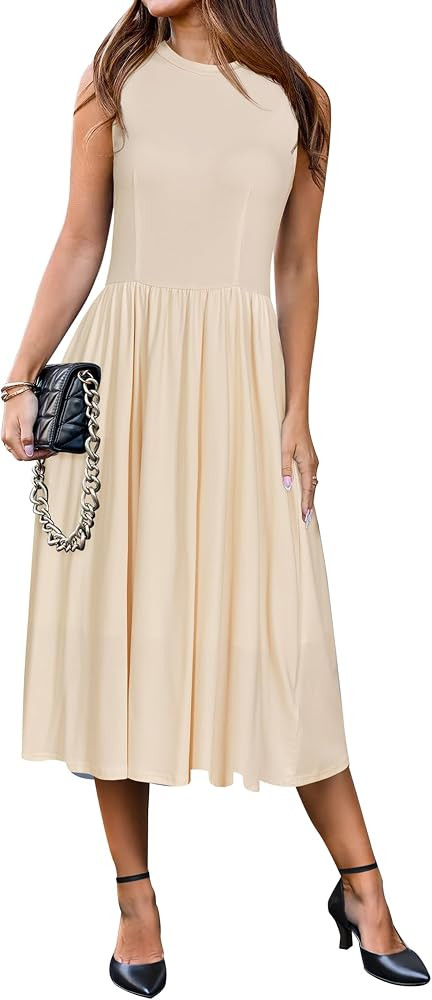 Newshows Women's Summer Sleeveless Spring Dresses Trendy 2025 Crewneck Knit Business Casual Work ... | Amazon (CA)