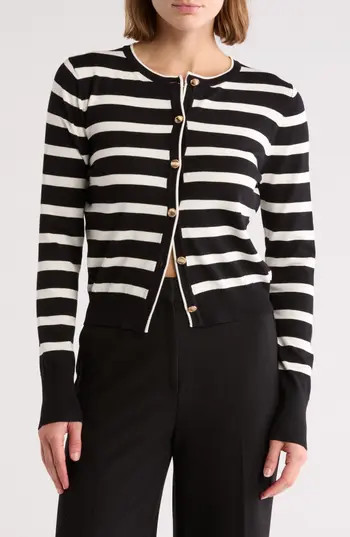 Blu Pepper Stripe Crop Cardigan in Black at Nordstrom Rack, Size Medium | Nordstrom Rack