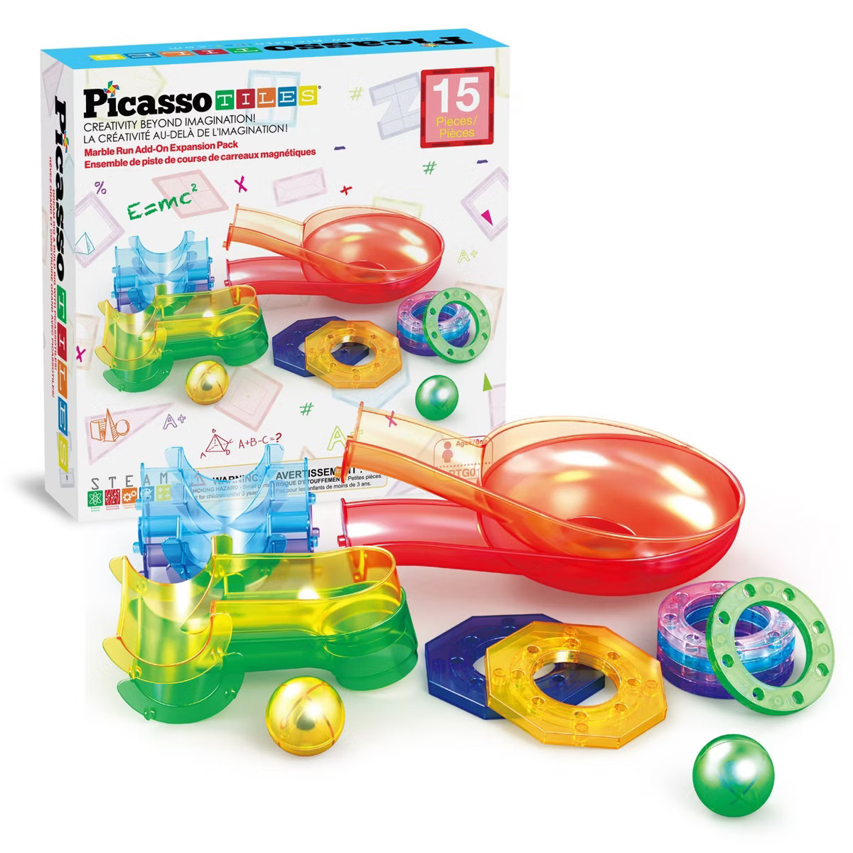 PICASSO-TILES Marble Run Add-On Accessories for Race Track Expansion – Magnetic Tiles STEM Buil... | Target