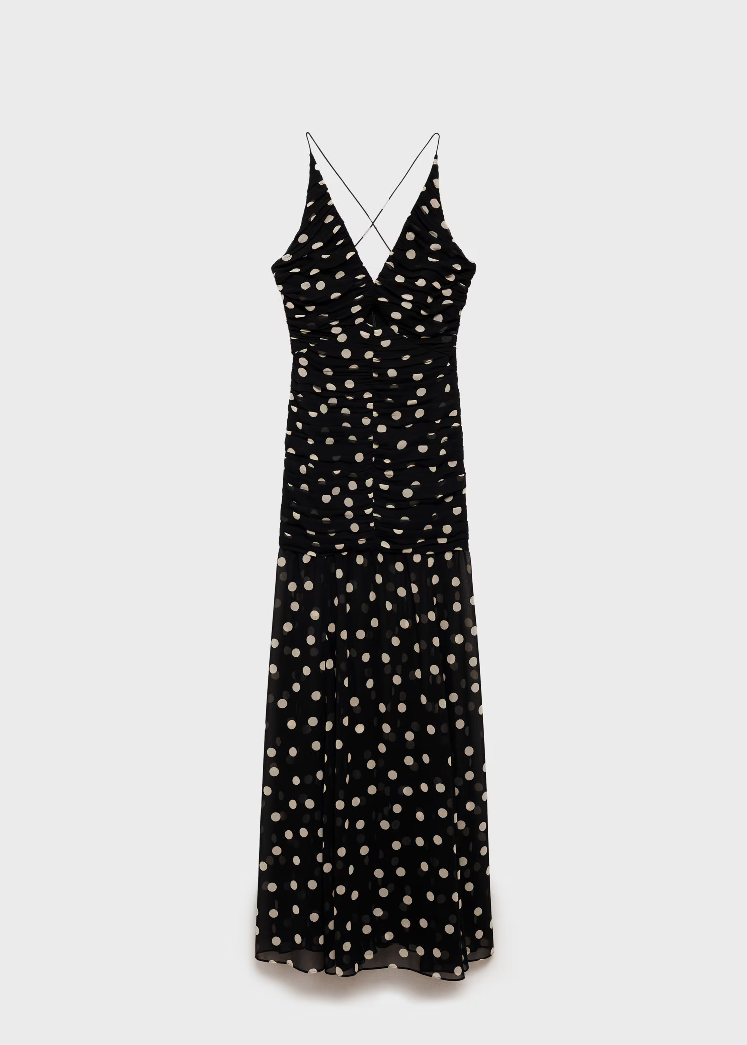 Polka dots draped dress - Women | MANGO United Kingdom | MANGO (UK)