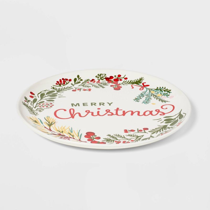 16&#34; Stoneware Merry Christmas Round Serving Platter - Threshold&#8482; | Target