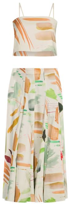 Antonio Melani x M.G. Style Lamar Paint Streak Crop Top & Mid Waist Pleated Skirt Set | Dillard's | Dillard's