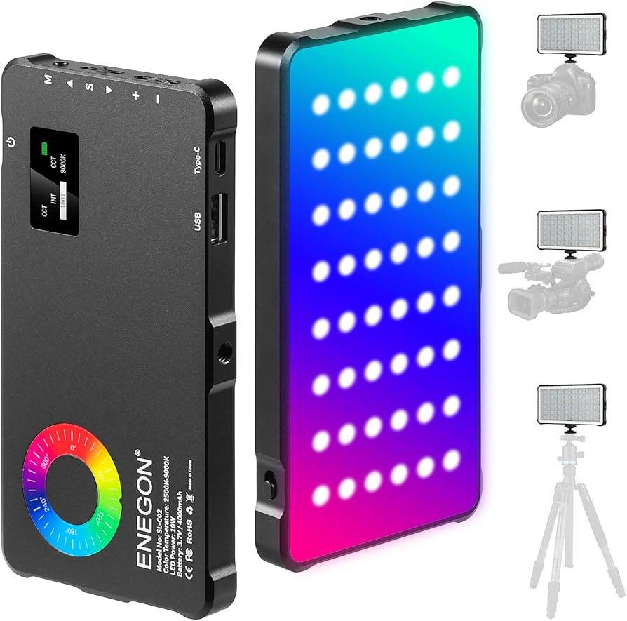 ENEGON RGB Video Light, Built-in 4000mAh Rechargeable Battery LED Camera Light Full Color 24 Comm... | Amazon (US)