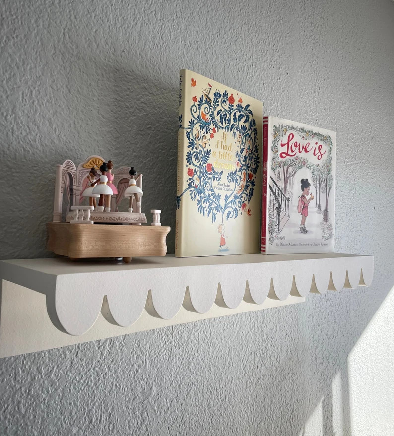 Scalloped Kids Room Shelf: Nursery Floating Book Shelf | Etsy (US)
