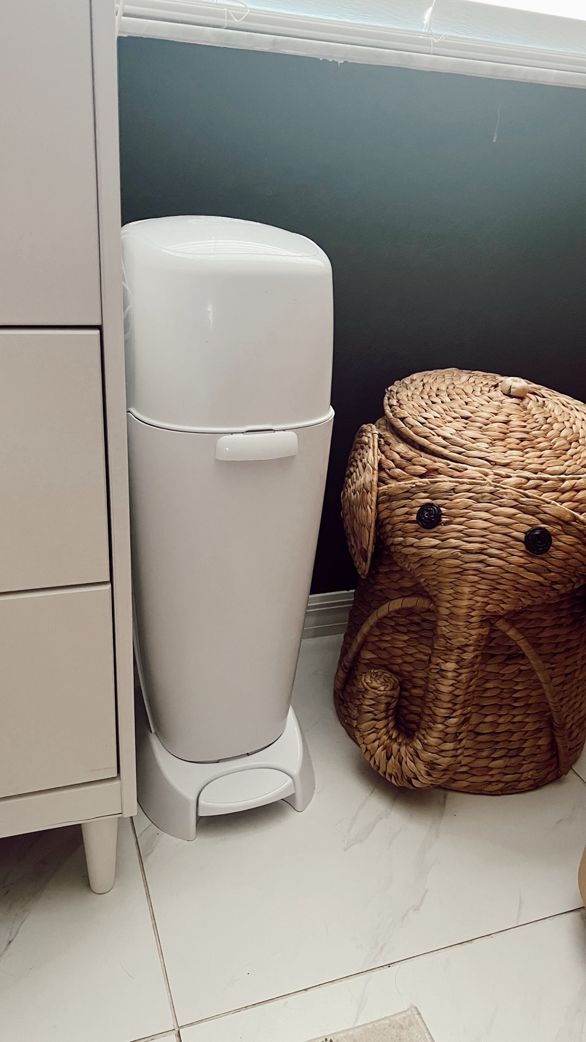 DONT SKIP THE DIAPER GENIE!
I couldn't live without ours.

So many people told me to skip the diaper genie on my baby registry. I'm so glad I didn't!

We have no odor in the nursery, it's simple and effective to use, and long term it's actually super affordable due to the custom trash bag sizing design. 

Also how cute is this elephant nursery hamper. I couldn't resist. 

Boy nursery. Nursery must haves. Diaper pail. Clothes hamper. Baby registry. 

#LTKfamily #LTKbump #LTKbaby