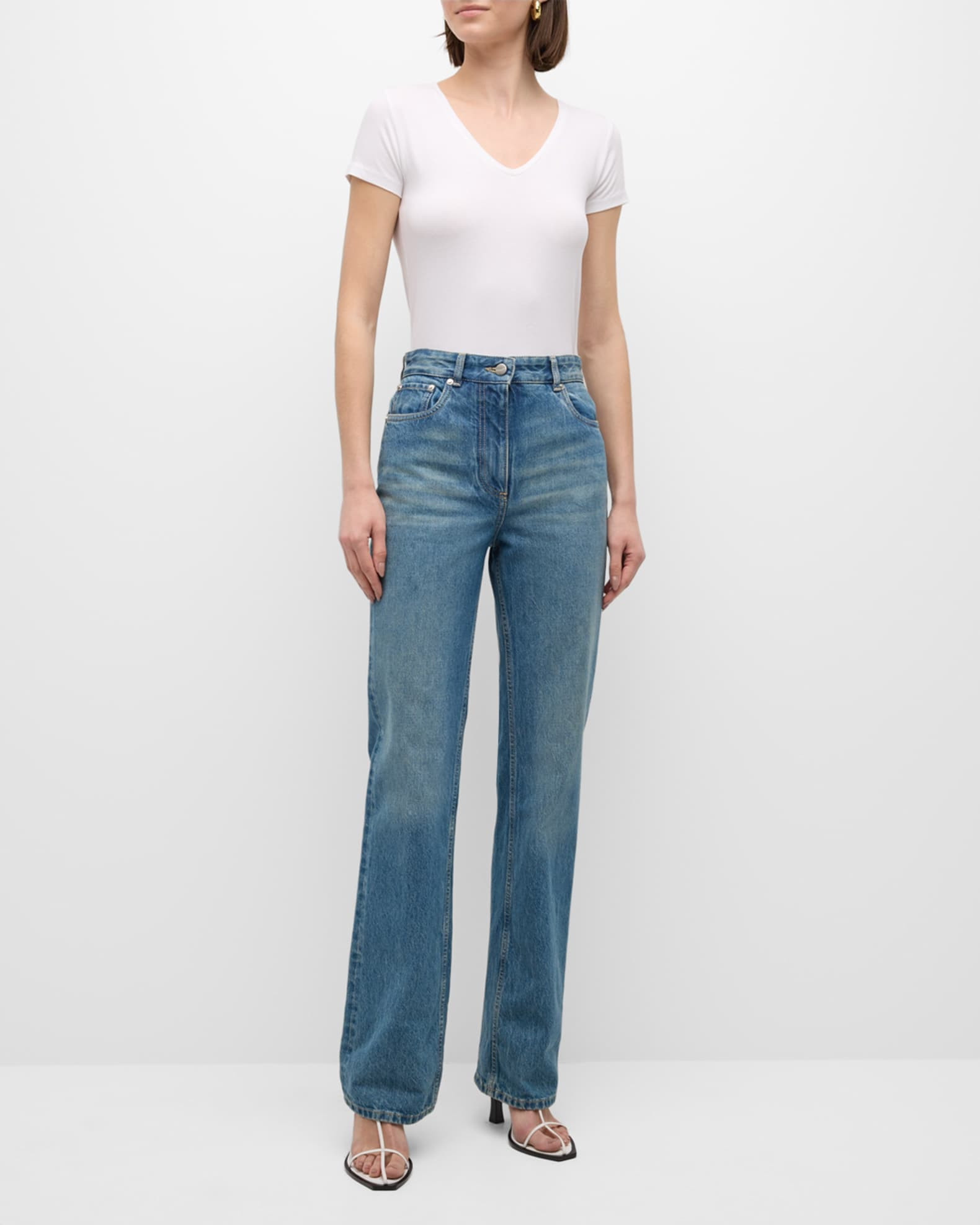 Soft Touch Short-Sleeve V-Neck Tee | Neiman Marcus