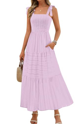 MEROKEETY Women's 2026 Spring Boho Maxi Dress Summer Beach Vacation Casual Sleeveless Smocked A L... | Amazon (US)