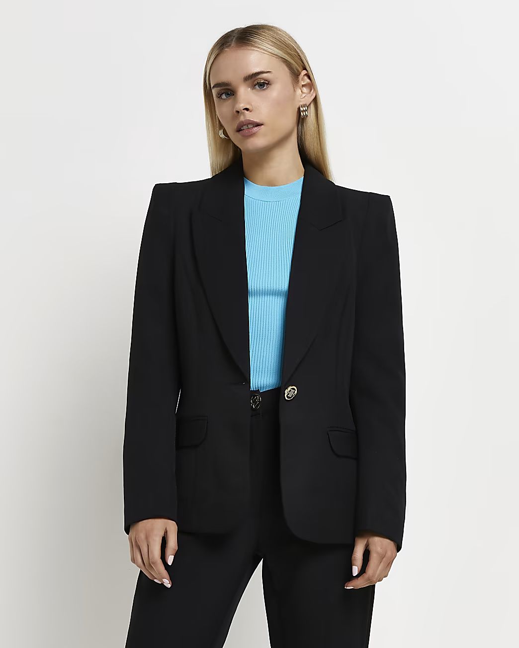 Petite black tailored blazer | River Island (UK & IE)