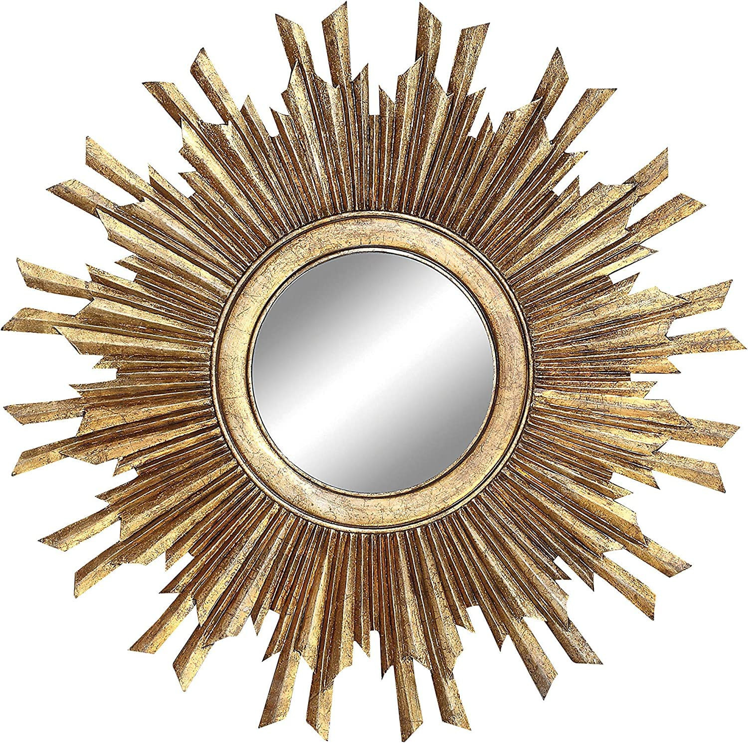 Creative Co-Op Round Sunburst Wall Mirror with Gold Finish | Amazon (US)