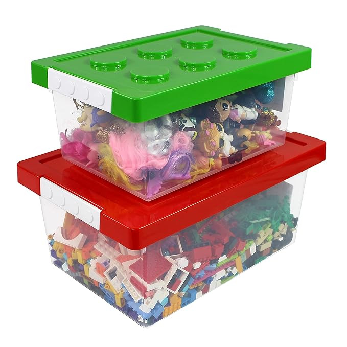 Bins & Things Toy Organizers and Storage / Toy Chest - Set of 2 Large and Small Brick Shaped Kids... | Amazon (US)