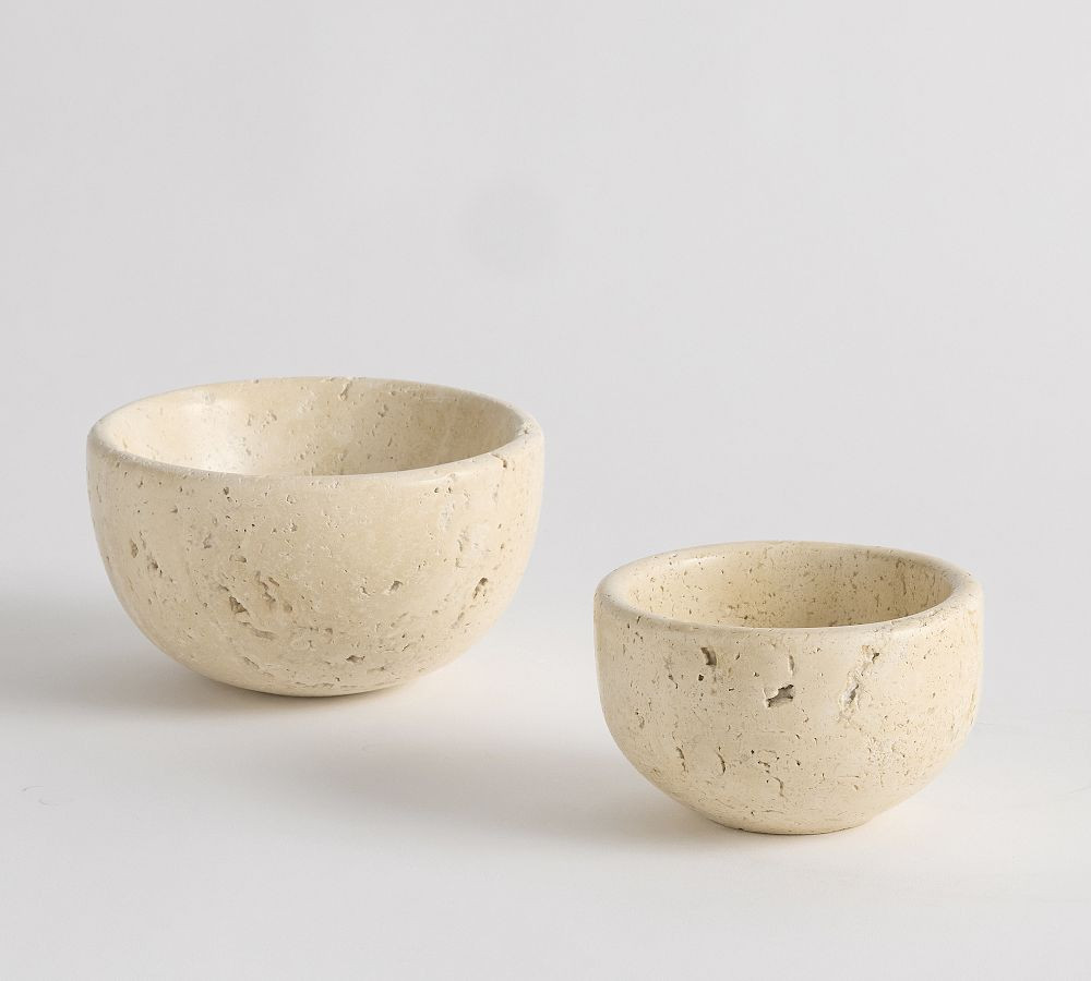 Travertine Decorative Bowl - Set of 2 | Pottery Barn (US)