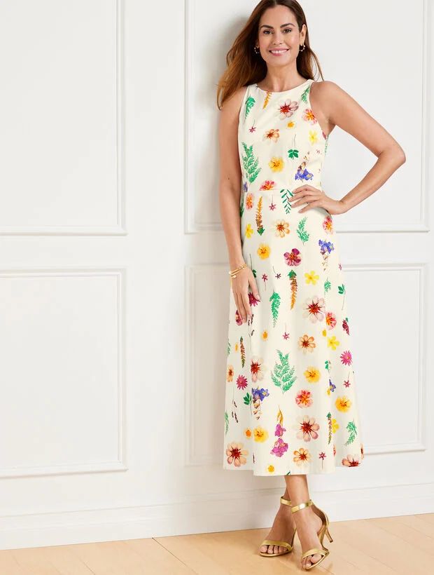 Sateen Fit & Flare Dress - Floral Meadow | Talbots