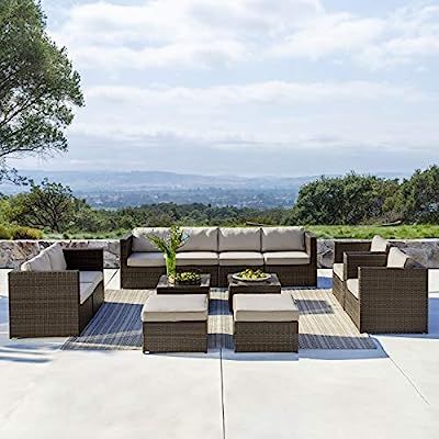 Supernova Outdoor Furniture 12 Pieces Garden Patio Sofa Set | Wicker Rattan Sectional Sofa | Full... | Amazon (US)