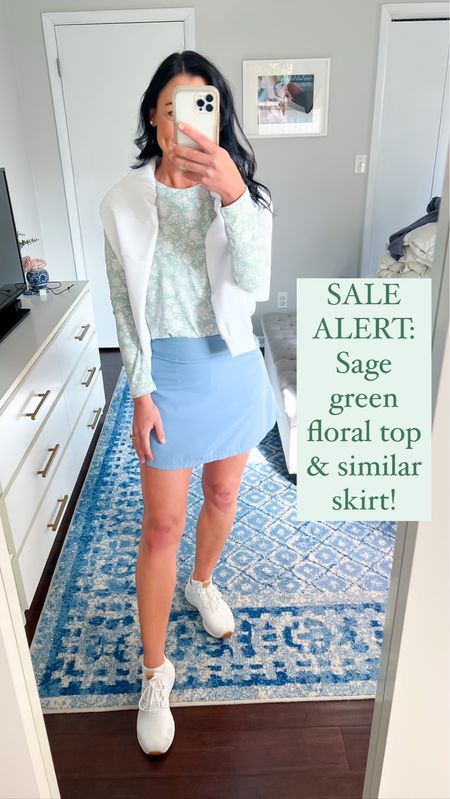 This sage green floral top is on sale today and so is a very similar tennis skirt! The top is a super soft Pima cotton, great to wear alone and for layering. Pair with leggings, shorts, and can also dress it up with jeans and sneakers. Such great everyday pieces! Runs a little big, I recommend sizing down if Between sizes. I’m wearing an XS. Perfect for traveling! 

Casual Outfit, mom style, ootd, fall fashion, everyday style, classic, preppy, Lands’ End, activewear, athleisure, sale, affordable #sale #activewear #momstyle #ootd #traveloutfit 

#LTKfindsunder50 #LTKsalealert #LTKSeasonal