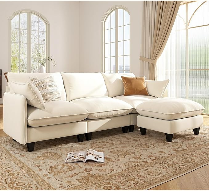 Ihanherry 105" Modular Sectional Sofa, L-Shaped Cloud Couch with Oversized Large Cushions & Movab... | Amazon (US)