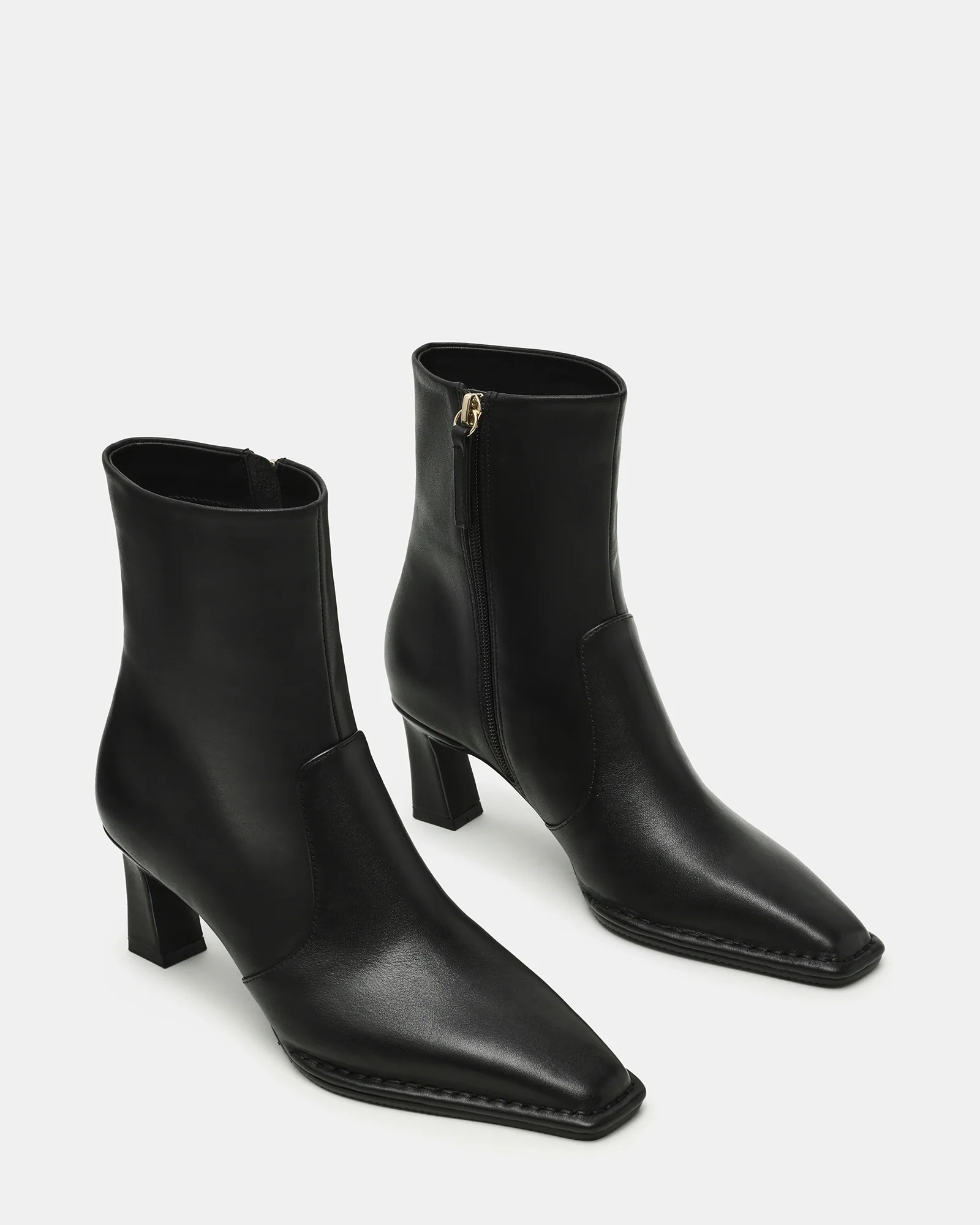 FARE Black Leather Square Toe Women's Ankle Boot | Steve Madden (US)