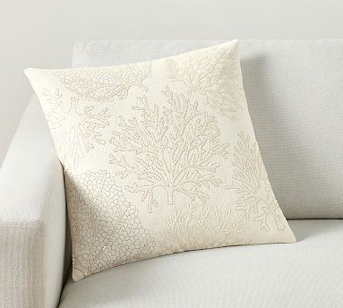 Coral Sparkle Embellished Pillow | Pottery Barn (US)