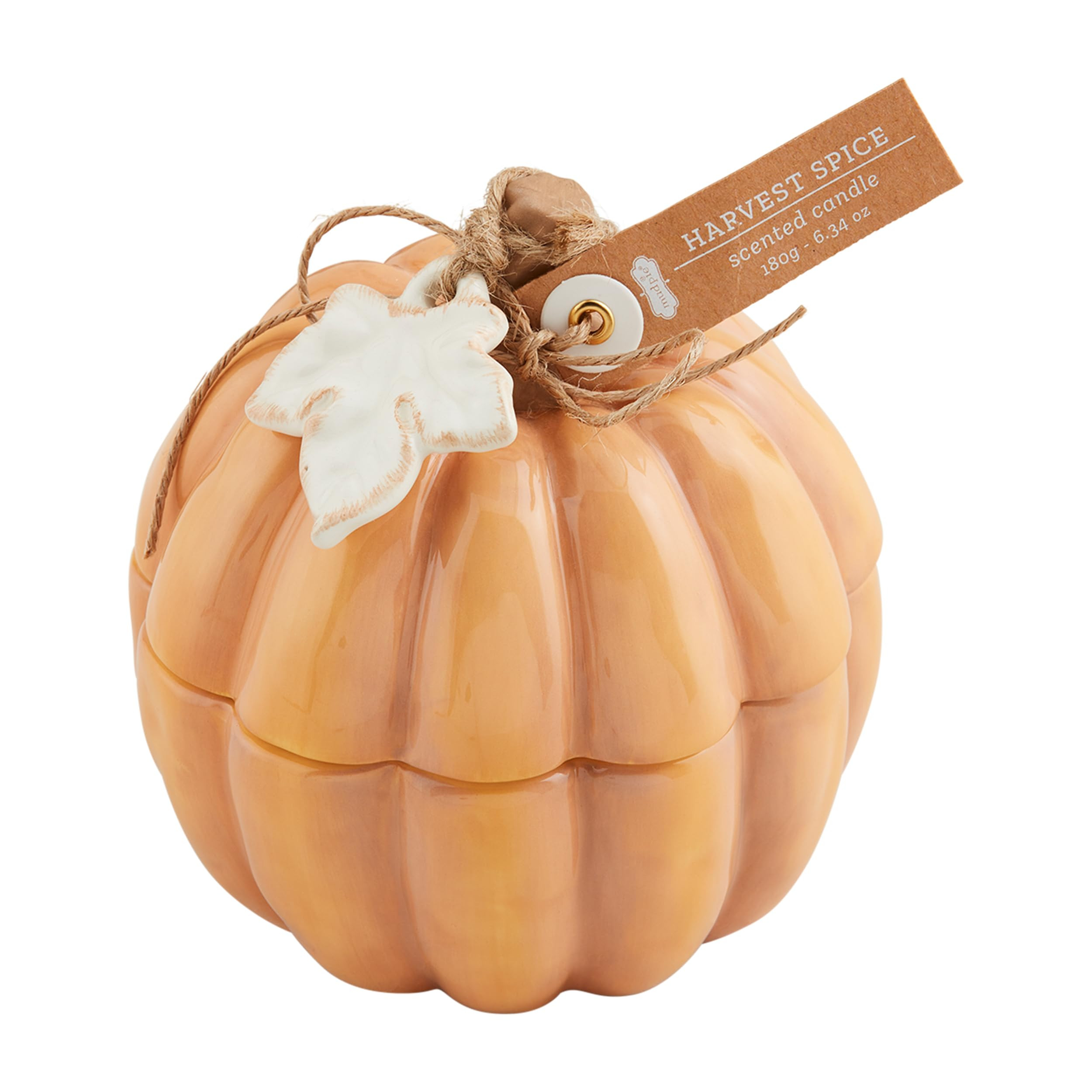 Mud Pie Ceramic Pumpkin Candle, Orange, 6 1/4 oz | Amazon (US)