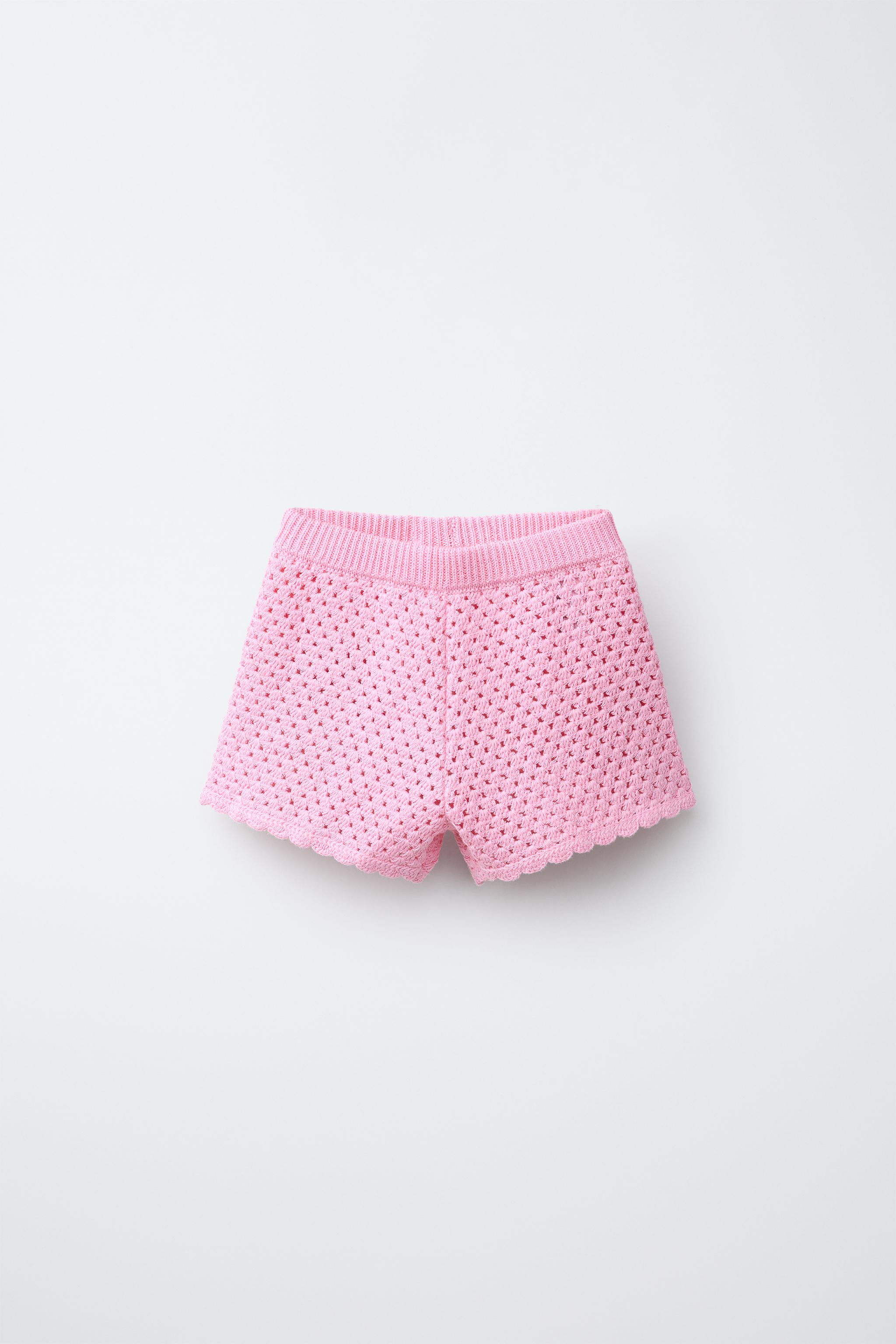 CROCHET KNIT SHORTS WITH FISH EMBROIDERY | Zara US