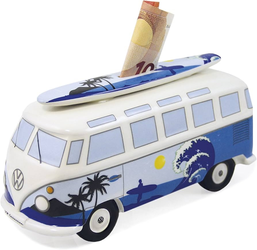 BRISA VW Collection - Volkswagen Savings Bank Piggy Bank Money Coin Box with Surfboard in T1 Bus ... | Amazon (US)