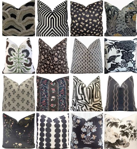 Black designer pillows, black block print pillows, chinoiserie black pillows, Thibaut black pillow, Schumacher black pillow, pillow refresh

#LTKhome