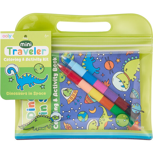 Mini Traveler Coloring & Activity Kit, Dinosaurs in Space | Maisonette