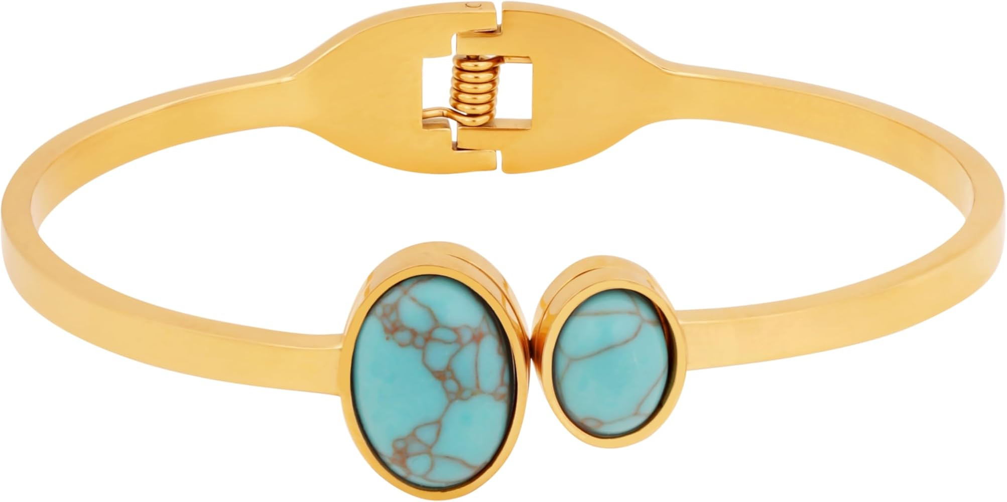 MINACHI Bohemian Retro Stainless Steel Created Turquoise Inlaid Round Plate Design Bangle Bracele... | Amazon (US)