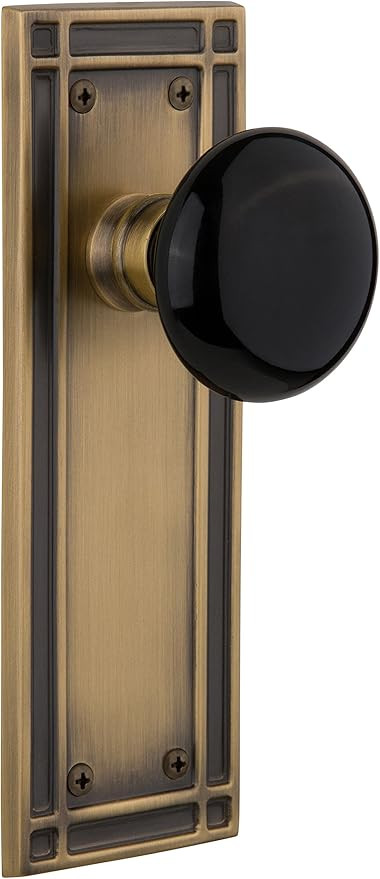 Nostalgic Warehouse Mission Plate with Black Porcelain Knob, Single Dummy, Antique Brass | Amazon (US)