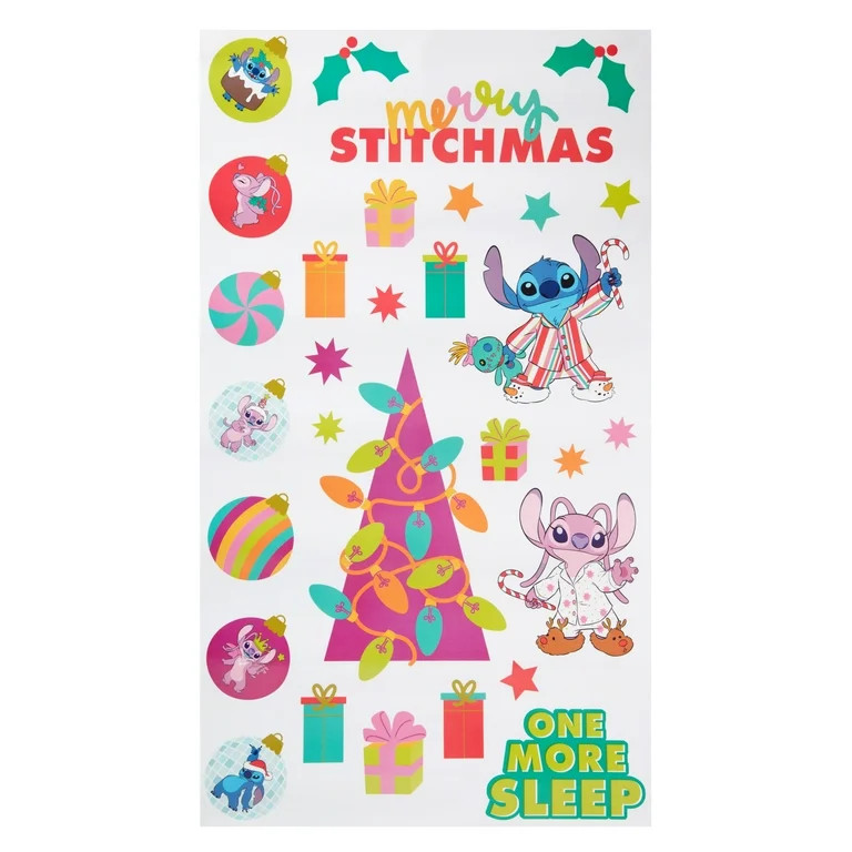 Licensed Stitch Christmas Super Window Clings, 15.5" x 27.5” - Walmart.com | Walmart (US)