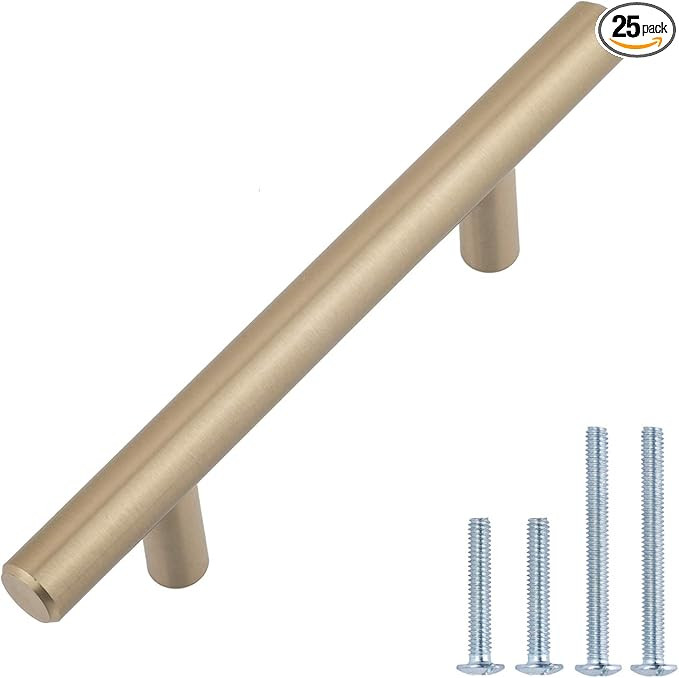 Amazon Basics Euro Bar Cabinet Handle (1/2-inch Diameter), 5.38-inch Length (3-inch Hole Center),... | Amazon (US)