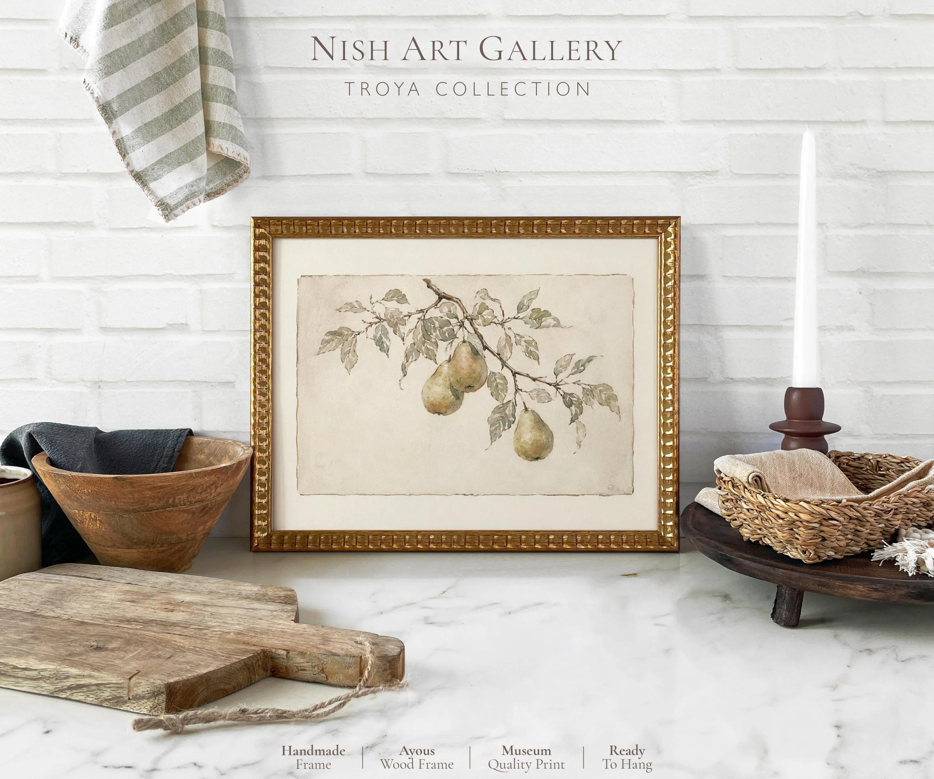 Vintage Pear Branch Botanical Print, Cottagecore Kitchen Artwork #718 | Etsy (Global)