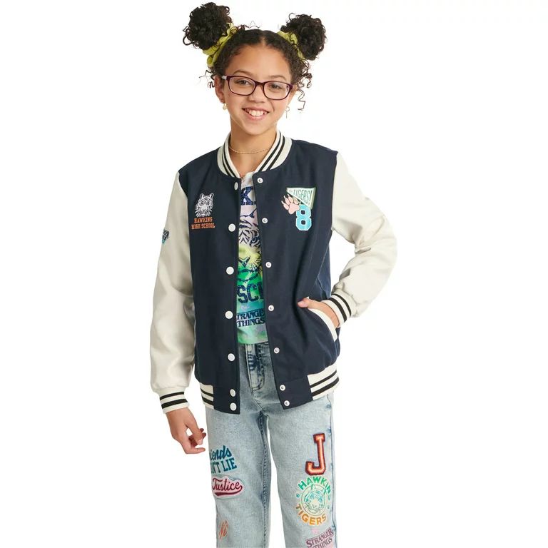 Justice Girls x Stranger Things Varsity Jacket, Sizes XS- XLP | Walmart (US)