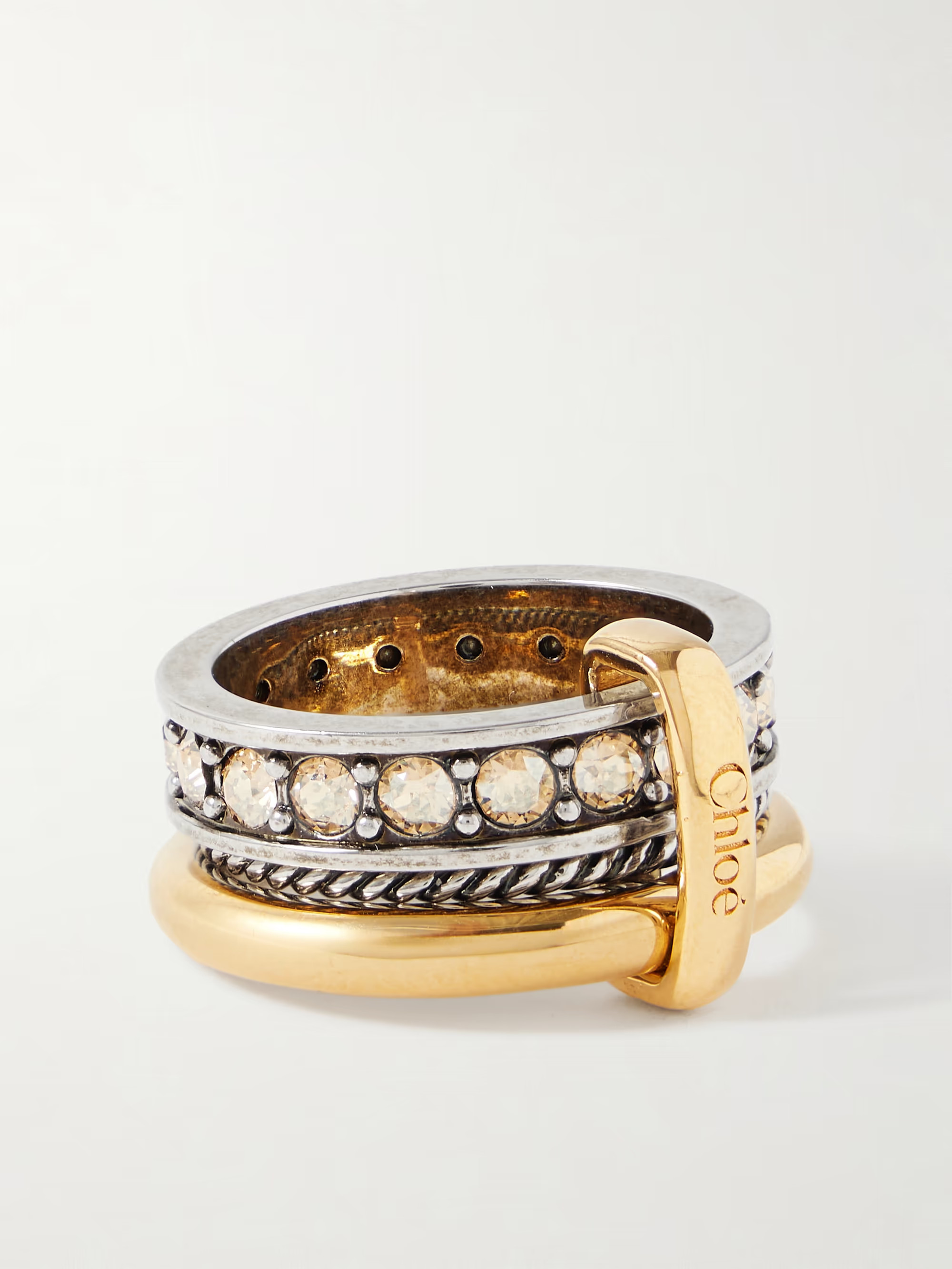 Palladium and gold-tone crystal ring | NET-A-PORTER (UK & EU)