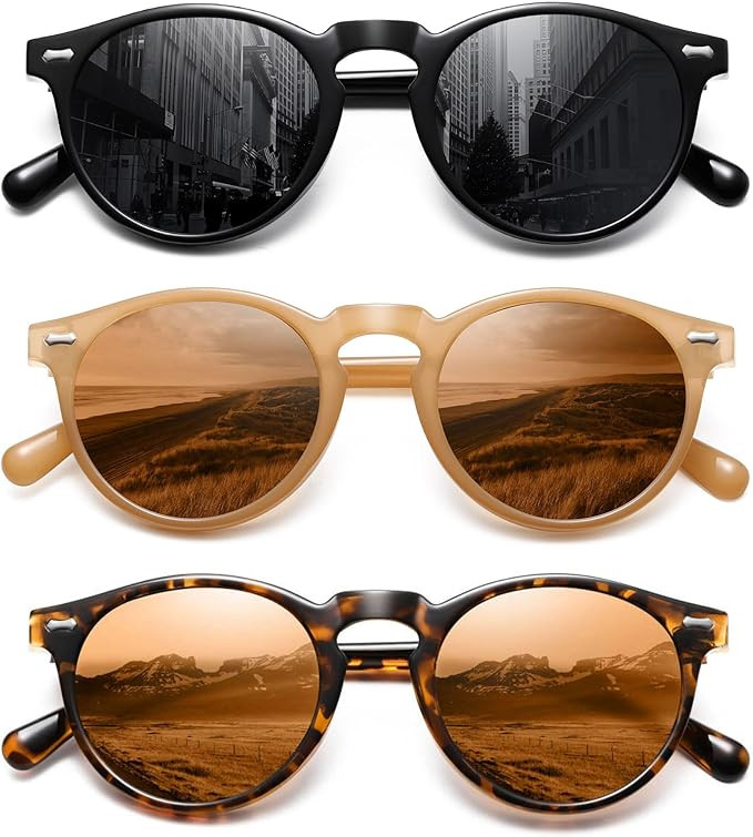 Retro Small Round Polarized Sunglasses for Women Vintage Style Circle Sun Glasses UV Protection | Amazon (US)