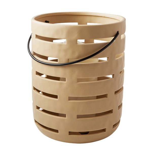 Better Homes & Gardens Large Linen Beige Battery Operated Outdoor Ceramic Lantern with Removable ... | Walmart (US)