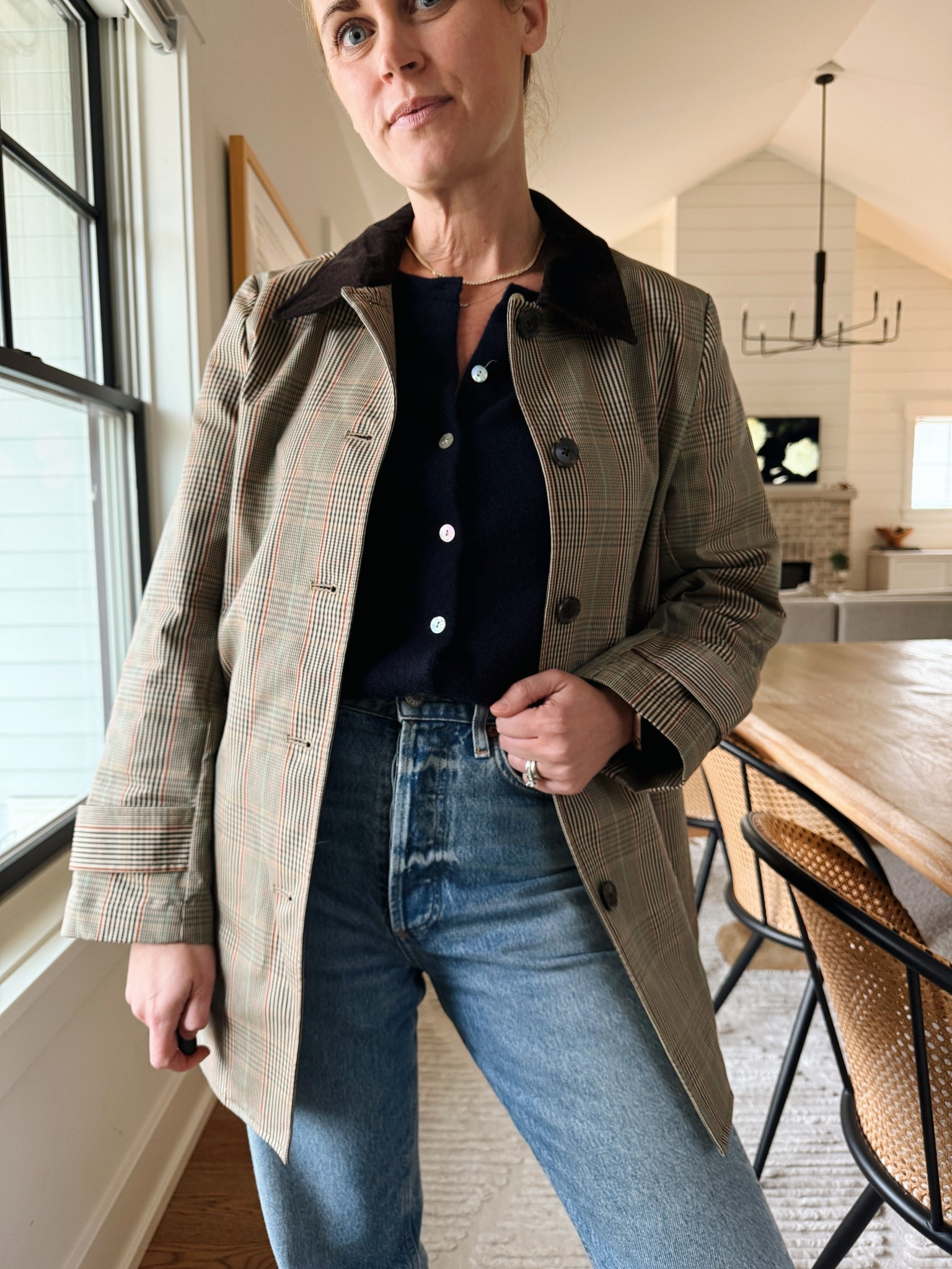 Sweater size small
Jacket size XS
Jeans size 24 (they run very big)

#LTKSeasonal #LTKOver40 #LTKStyleTip