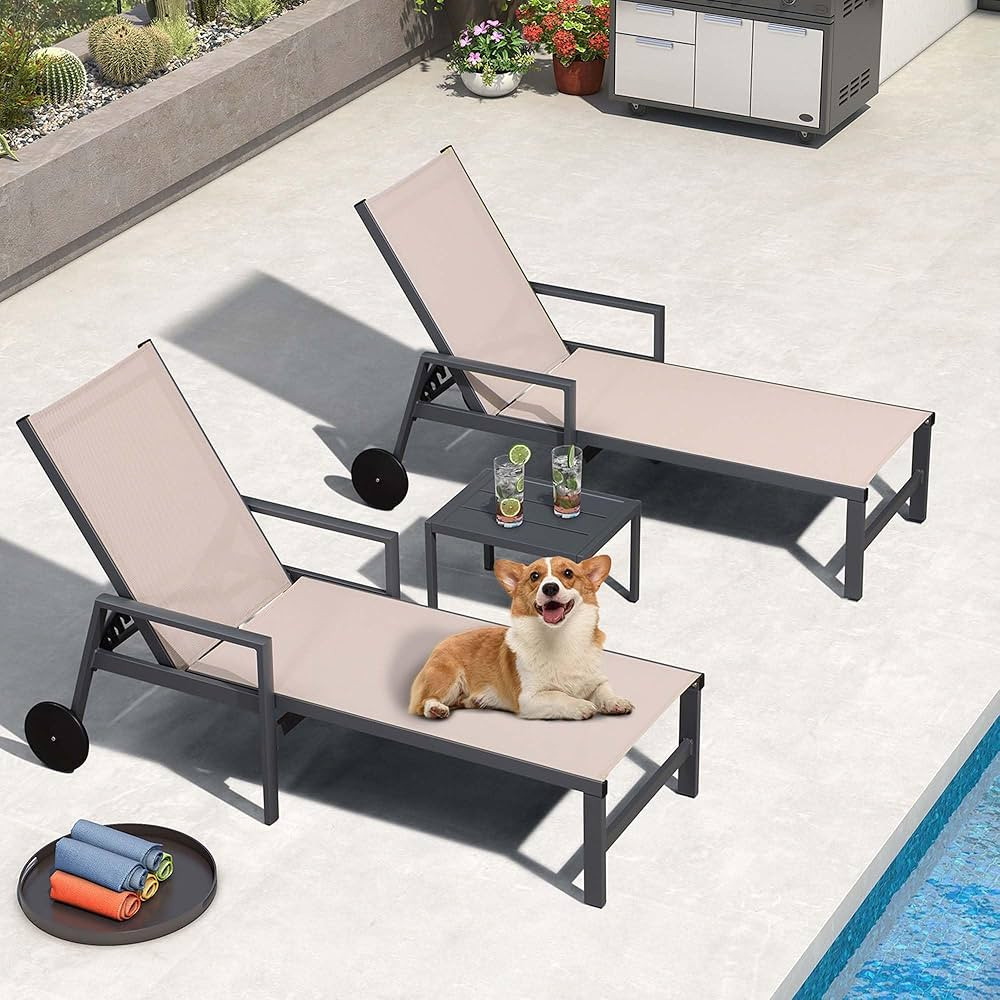 PURPLE LEAF Outdoor Chaise Lounge Set for 2 Aluminum Patio Chaise Lounger Chair with Armrest Adju... | Amazon (US)