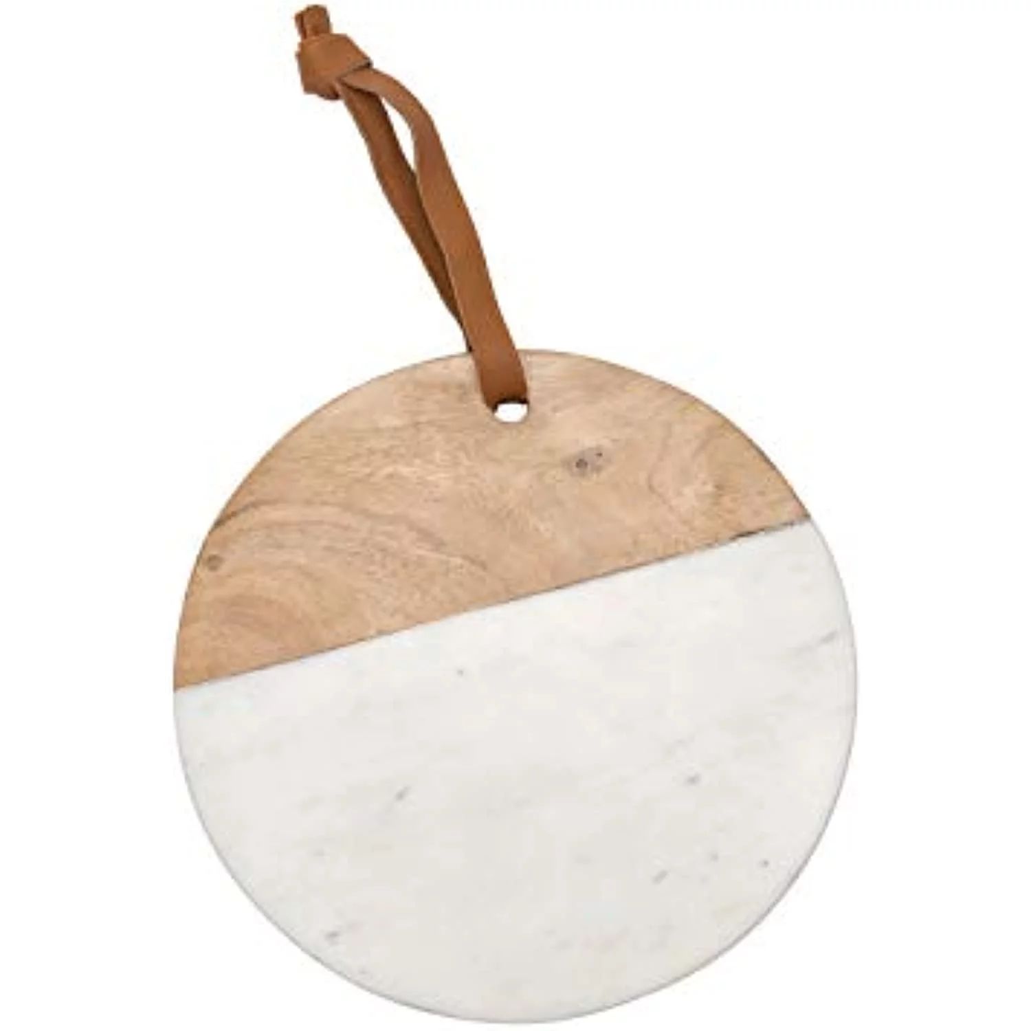 Foreside Home & Garden White Round Marble and Wood Serving Cutting Board | Walmart (US)