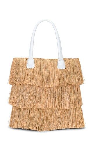SENSI STUDIO Frayed Straw Tote in Beige & White Leather from Revolve.com | Revolve Clothing (Global)