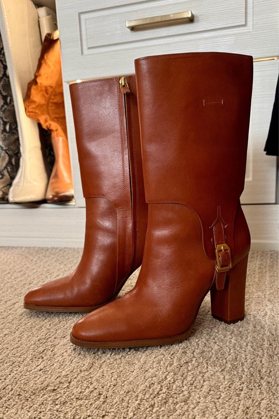 I love a unique boot especially made in leather that will last a few seasons. This pair is a steal under $90! 

They also come on grey and black. Isized up a half size to wear them comfortablly with socks. 

#LTKShoeCrush #LTKSaleAlert #LTKFindsUnder100